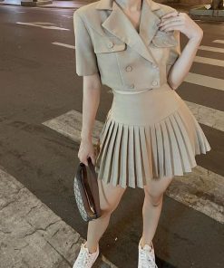 Đầm xòe trắng cổ vest chân váy xếp ly cao cấp Kadupul V1213  MixASale